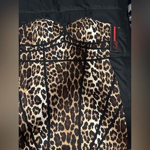 Strapless animal print dress
